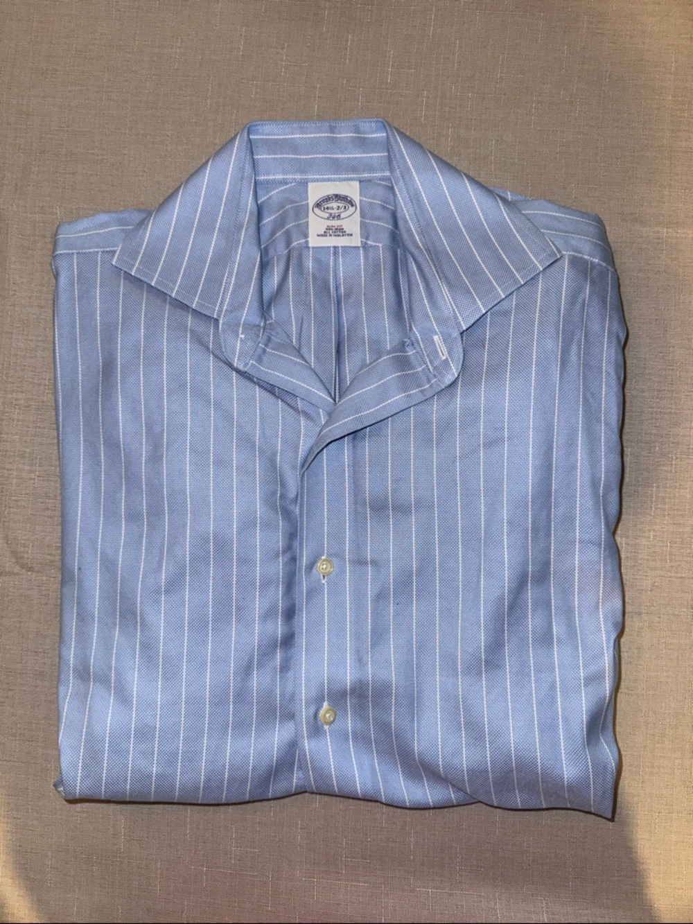 Brooks Brothers Light Blue and White Pinstripe Button-Down Shirt